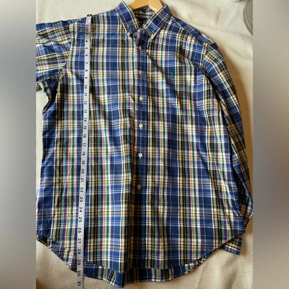 Ralph Lauren Men’s Large Plaid 100% Cotton Classic Fit Long Sleeve Button